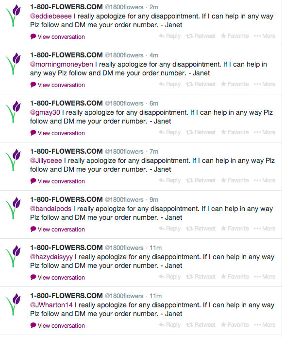 twitter 1-800 flower issue